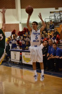 Cory Bitzer ('14) sinks the ball from deep three-point range in the middle of the third quarter. 