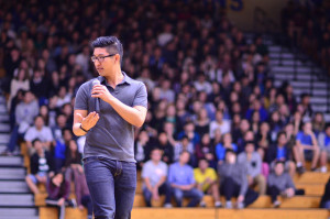 Alumnus Richard Kuo gives a speech about love and acceptance. Photo by Steve Phan